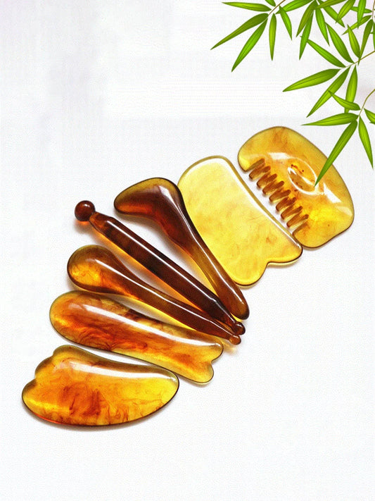 7-Piece Gua Sha Massage Tool Set Amber Scraping Boards